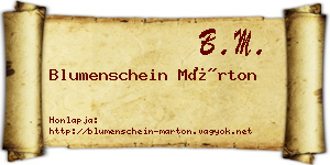 Blumenschein Márton névjegykártya